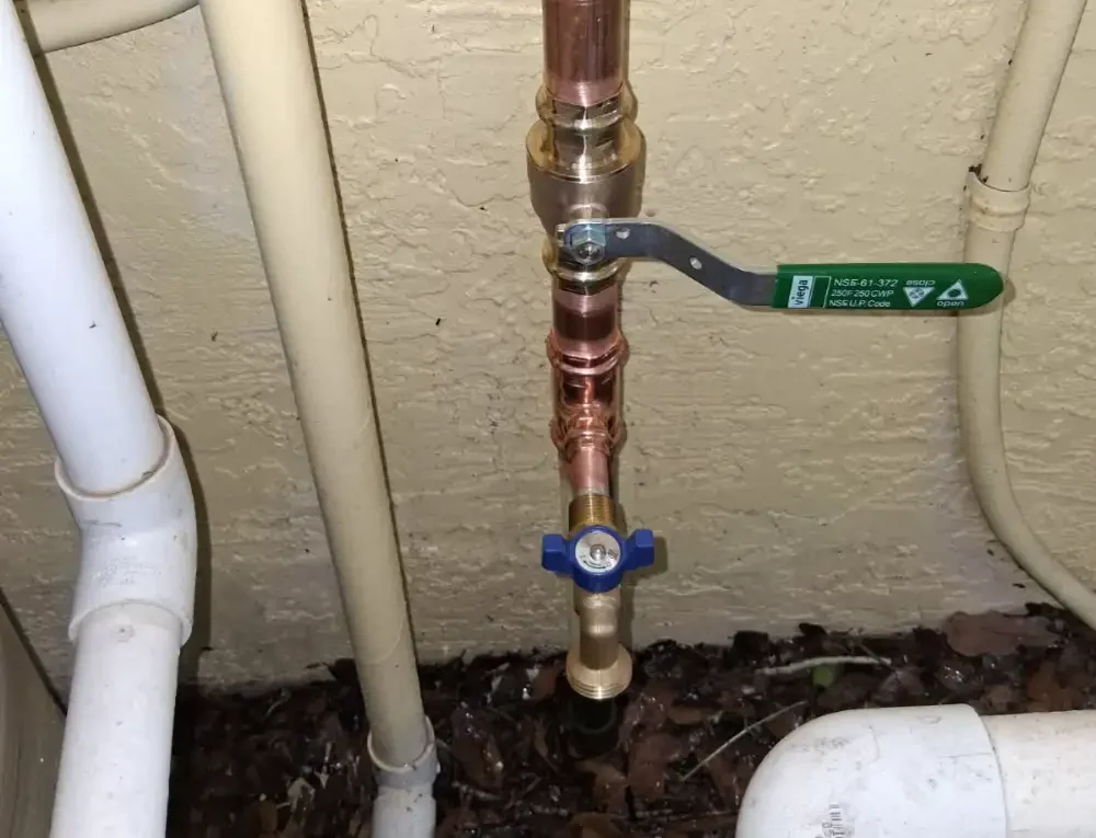 After New Main Water Line New Shut Off Valve New Hose Bib (pipe Replacement)