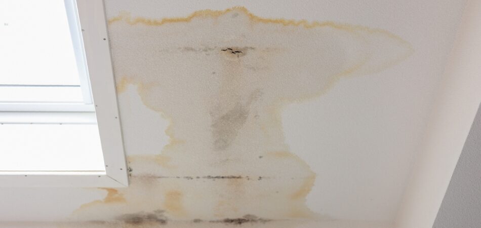 Hard,black,stains,on,white,wall,and,black,mold,,all